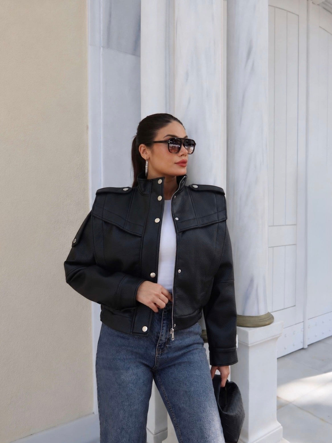 Candice Leather Jacket - Black-1