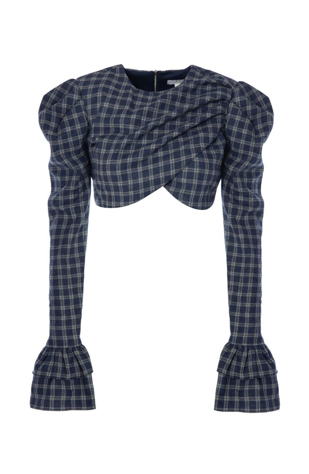 Linda Set – Structured Blouse & Skirt in Navy Check