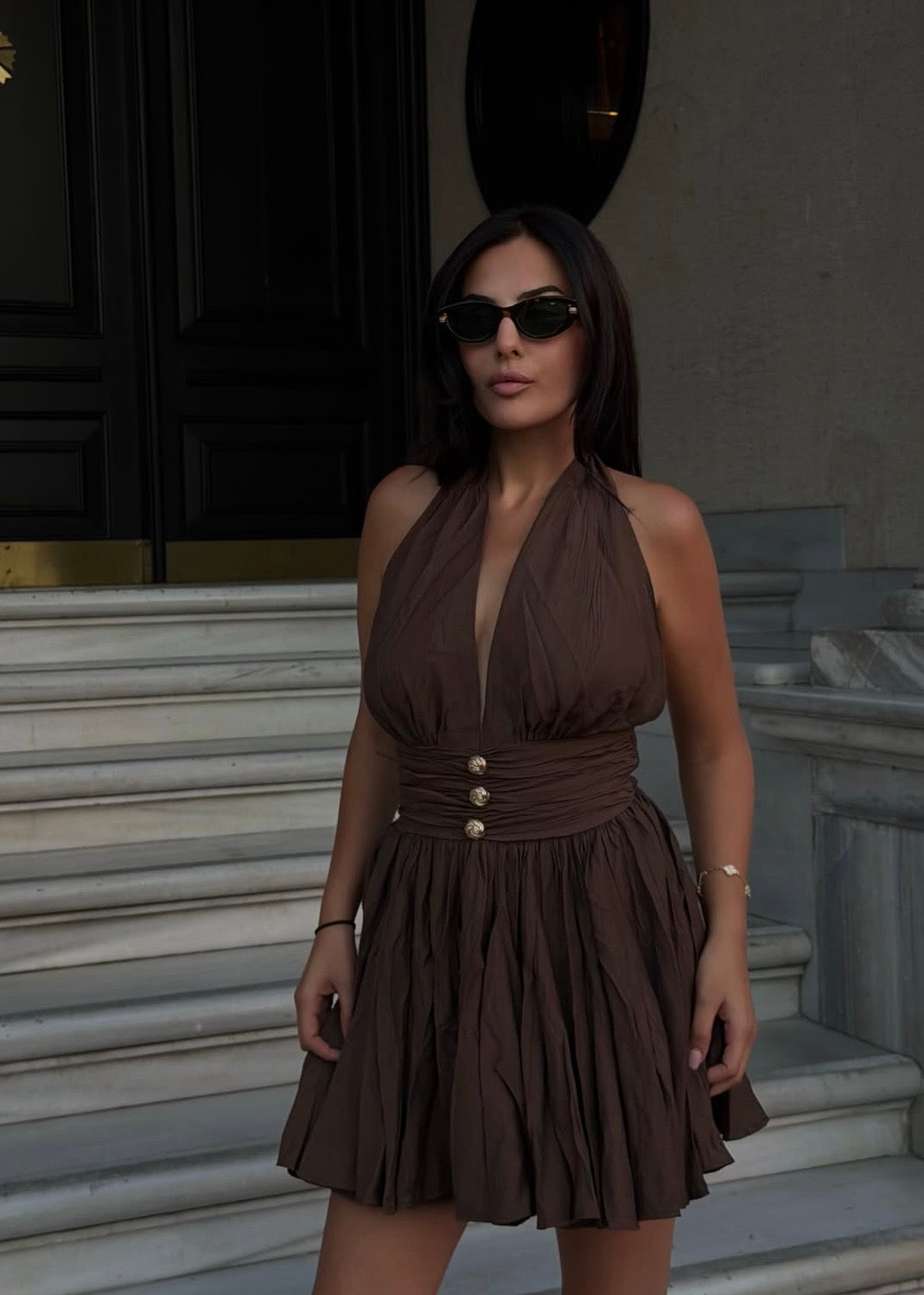 Rosé Allure Mini Dress - Brown-3