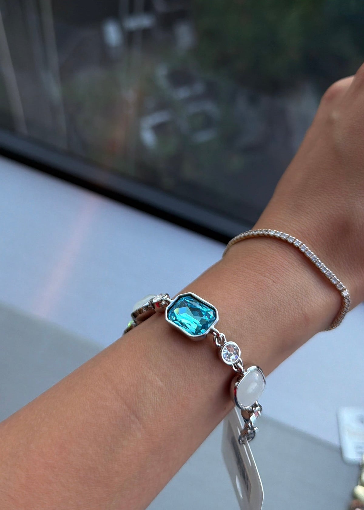 SW Silver Bracelet - Emerald Blue / Green-2