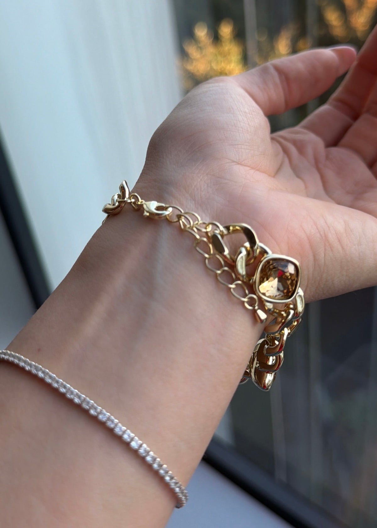 SW Gold Bracelet - 4 Stones Bronze-4