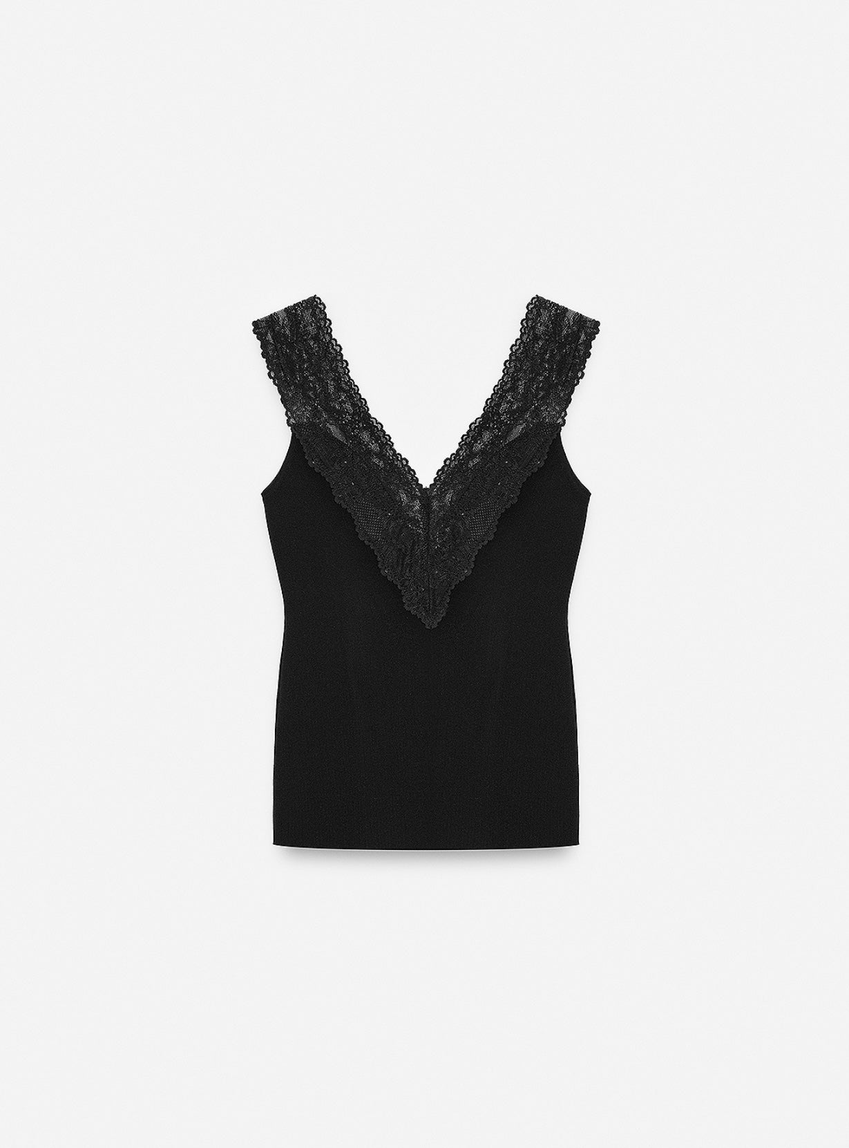 Lace Detail Tank Top -  Black-3