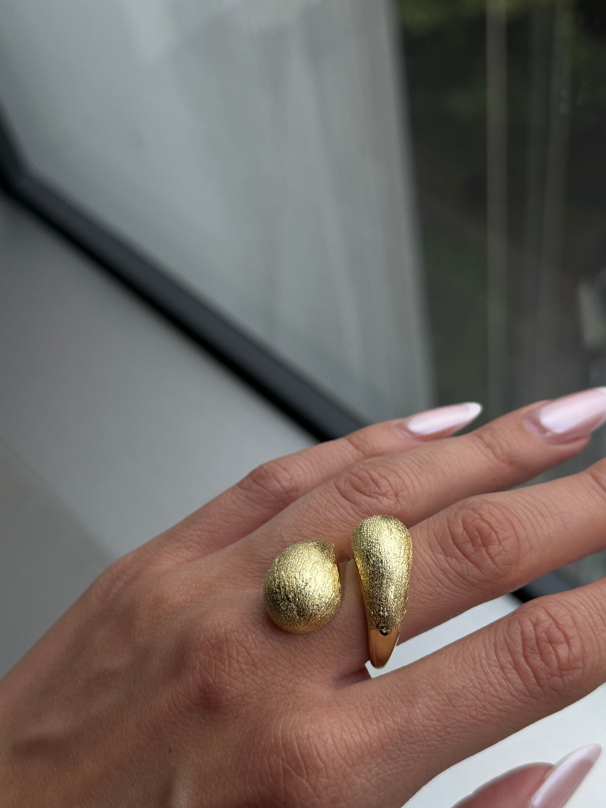 Textured Gold Open Ring-3