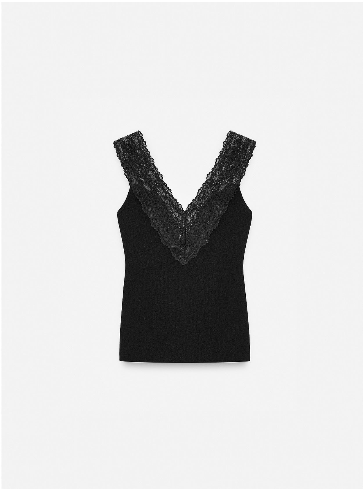 Lace Detail Tank Top -  Black-4