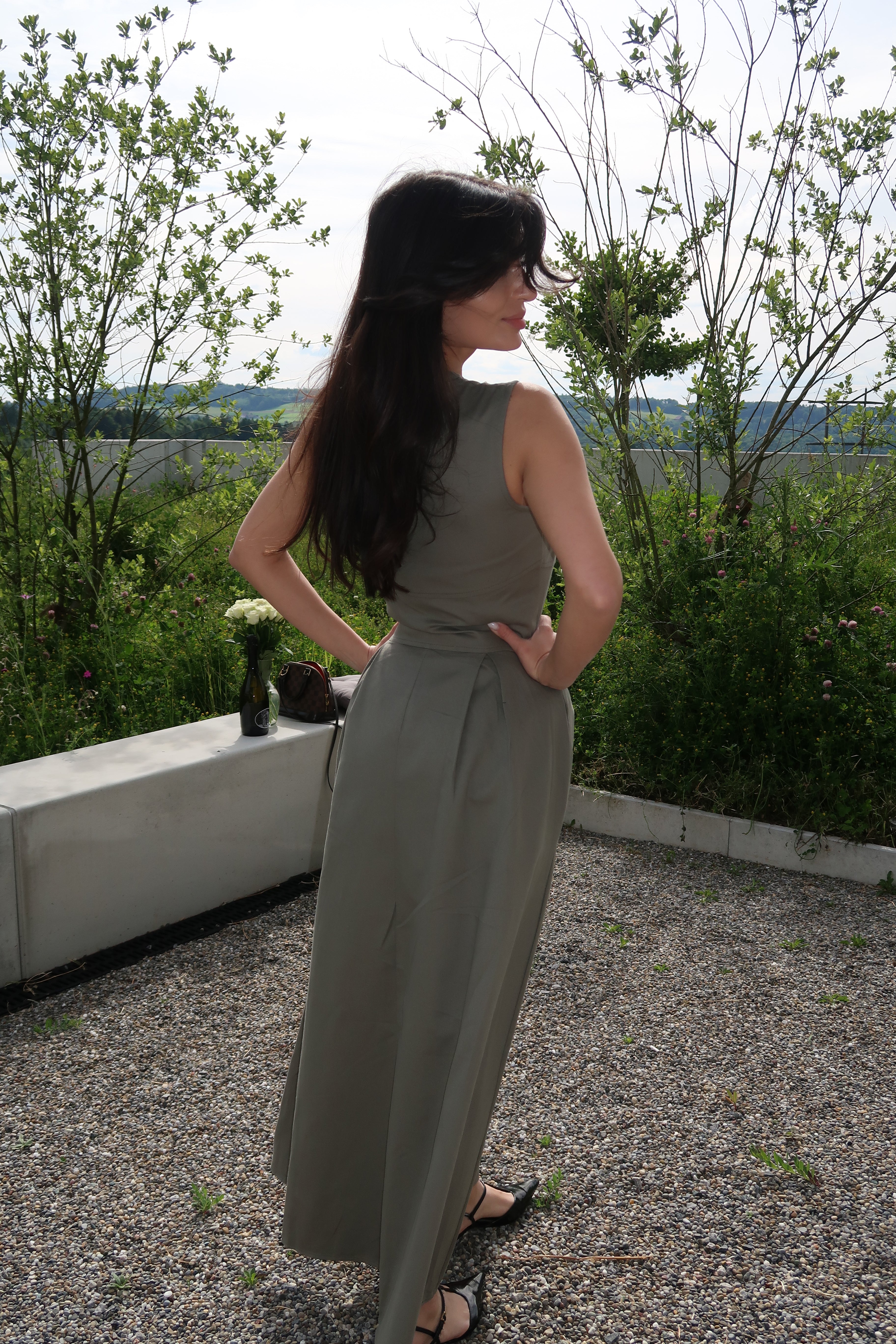 Long Zipper Dress Khaki - Noemi