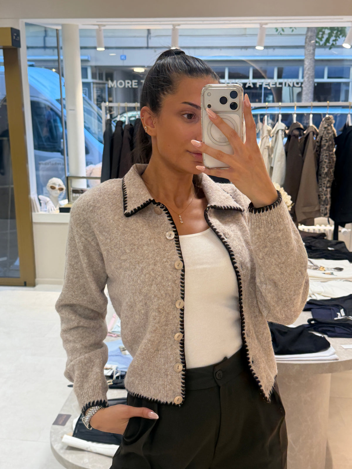 Cardigan - Camel Brown with Buttons-3
