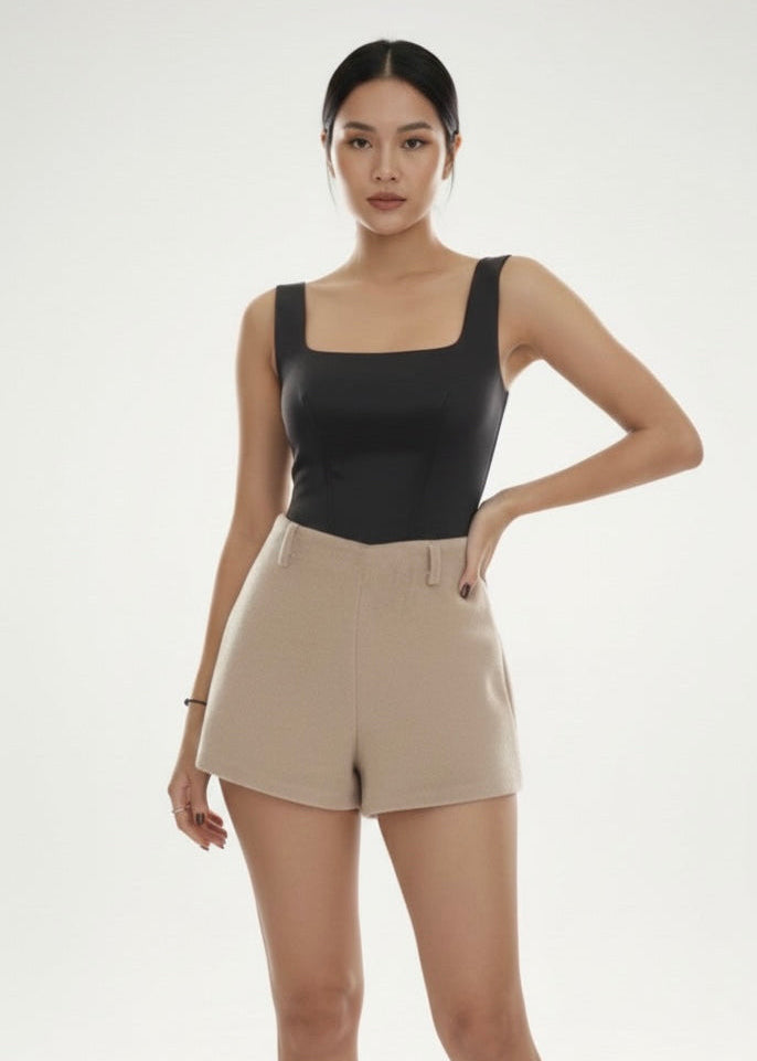 Clara Wool Mini Shorts - Camel