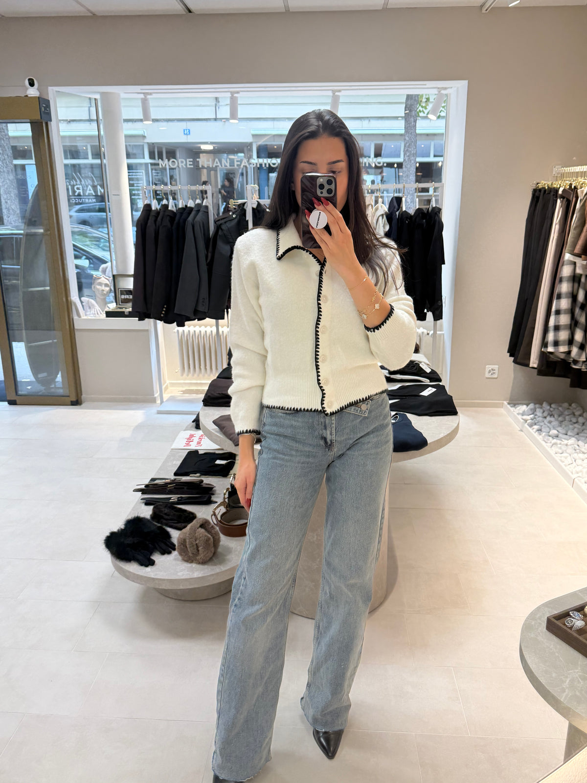 Céleste Contrast Cardigan – White-3