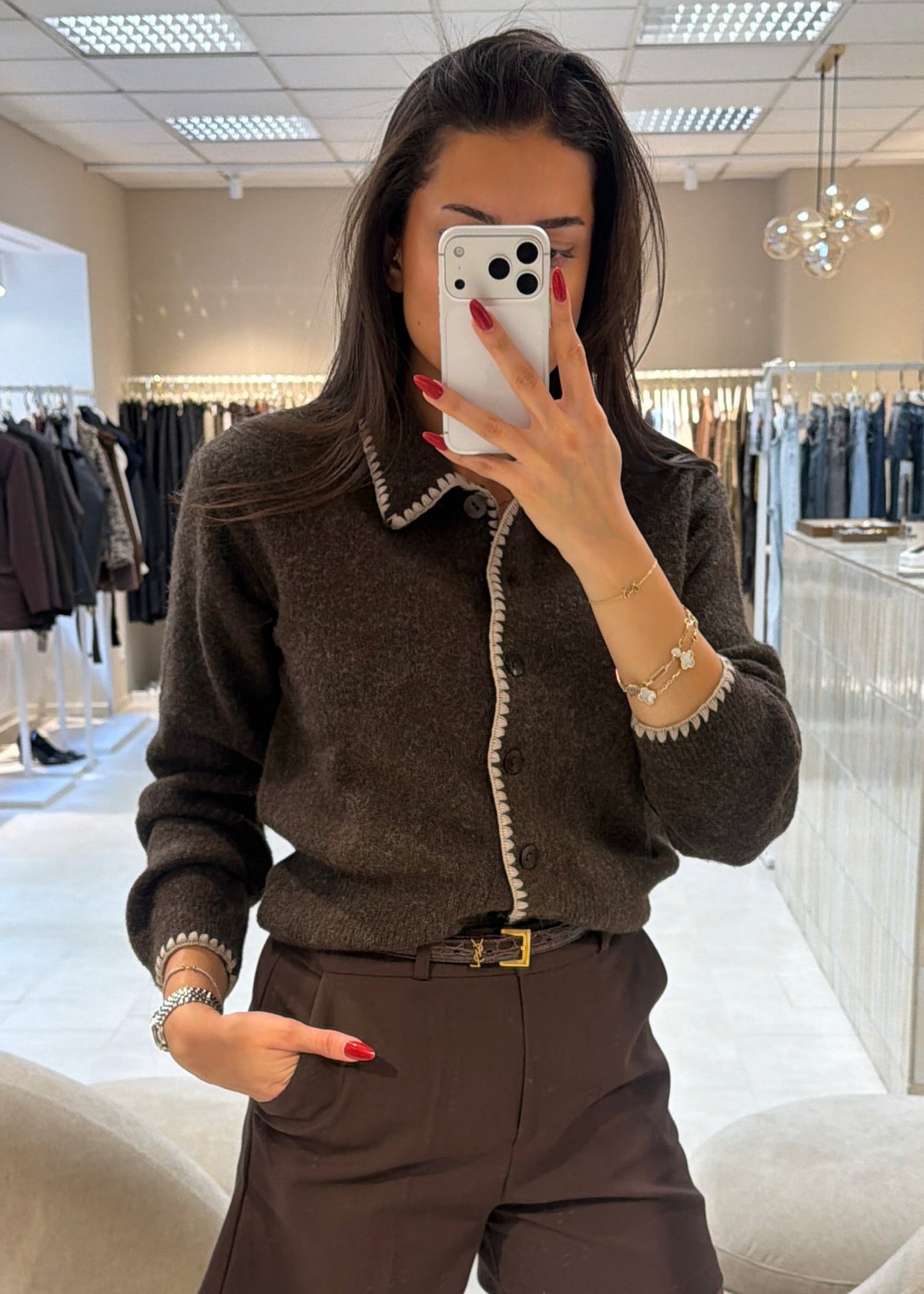 Céleste Contrast Cardigan – brown-1