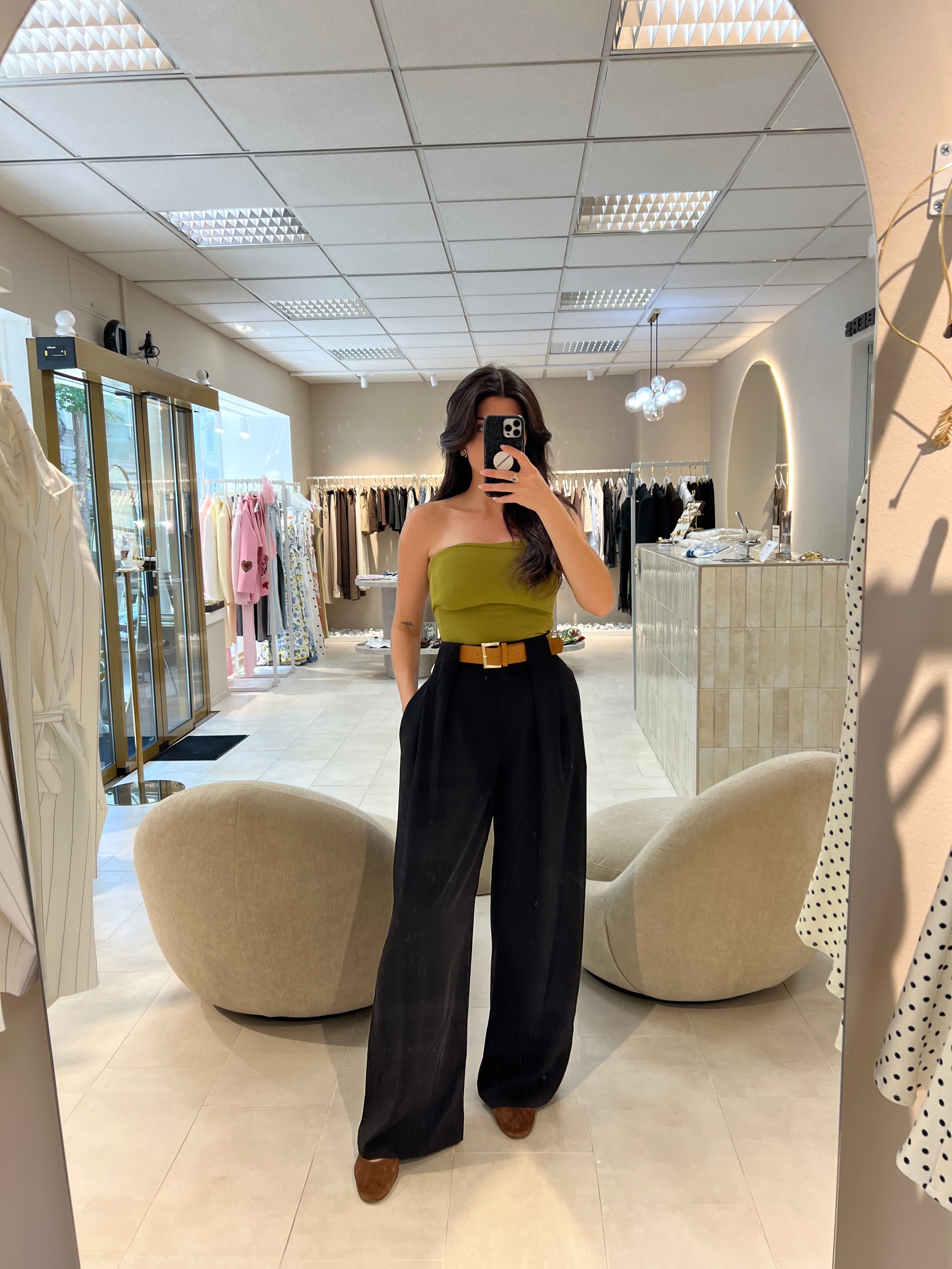 Palazzo Trousers with Belt Black