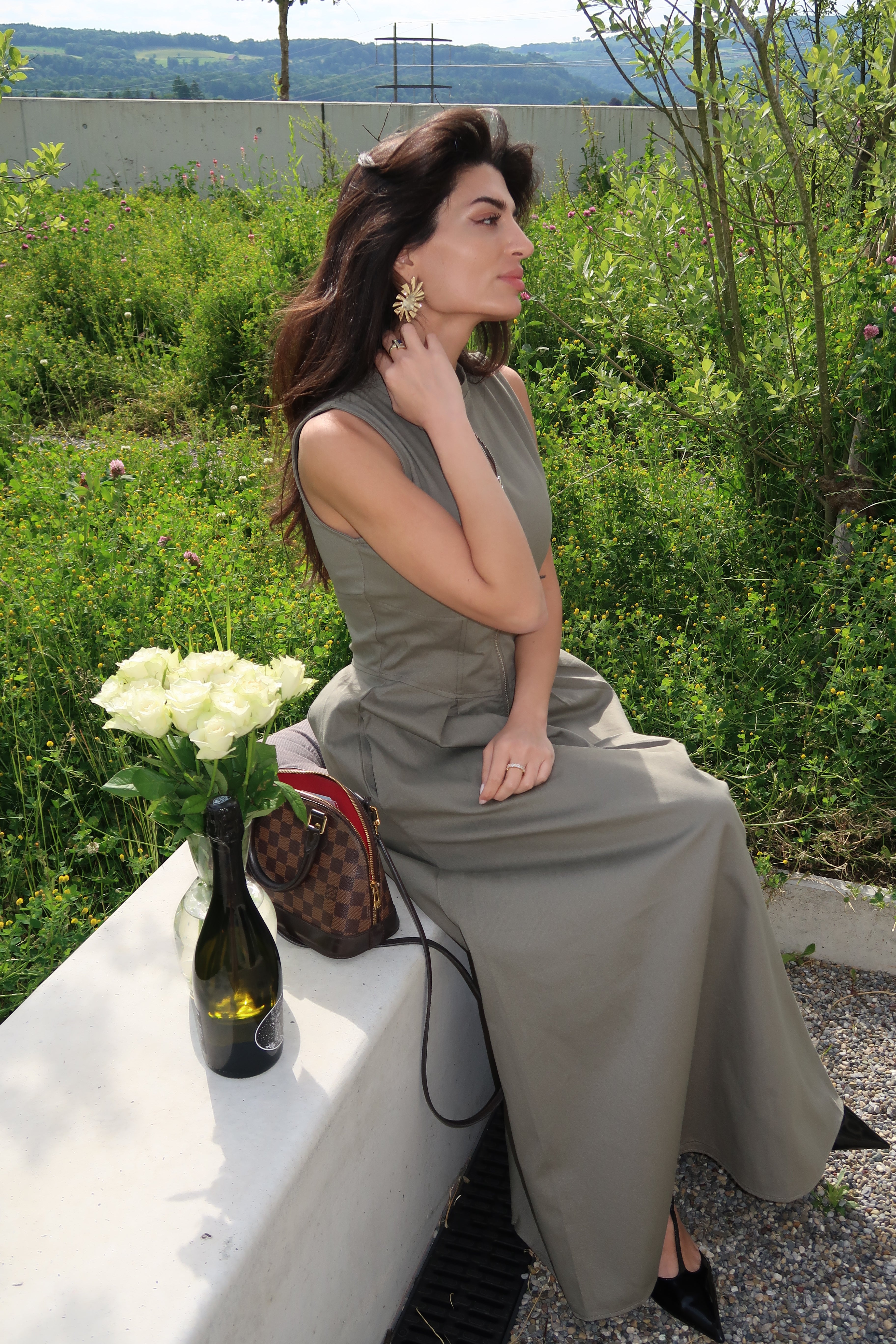 Long Zipper Dress Khaki - Noemi