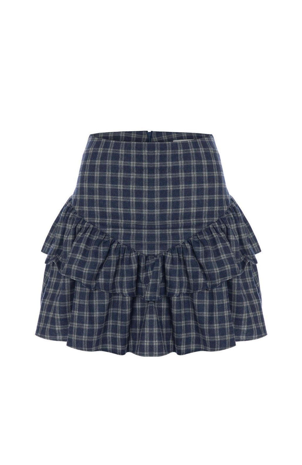 Linda Set – Structured Blouse & Skirt in Navy Check