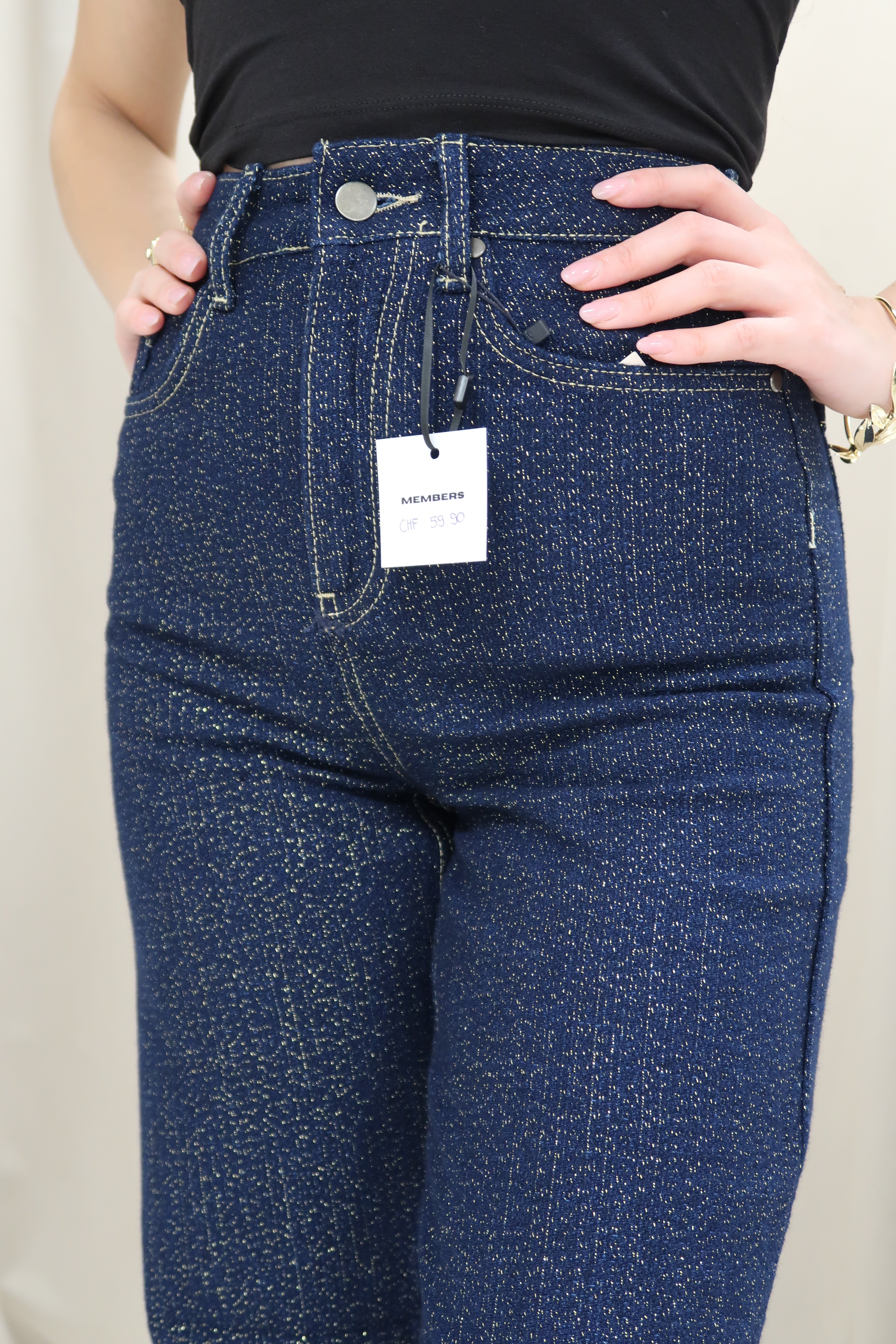 Shimmer Straight-Leg Jeans