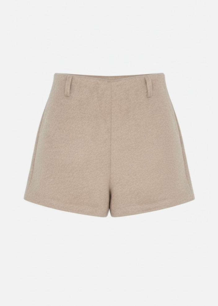 Clara Wool Mini Shorts - Camel
