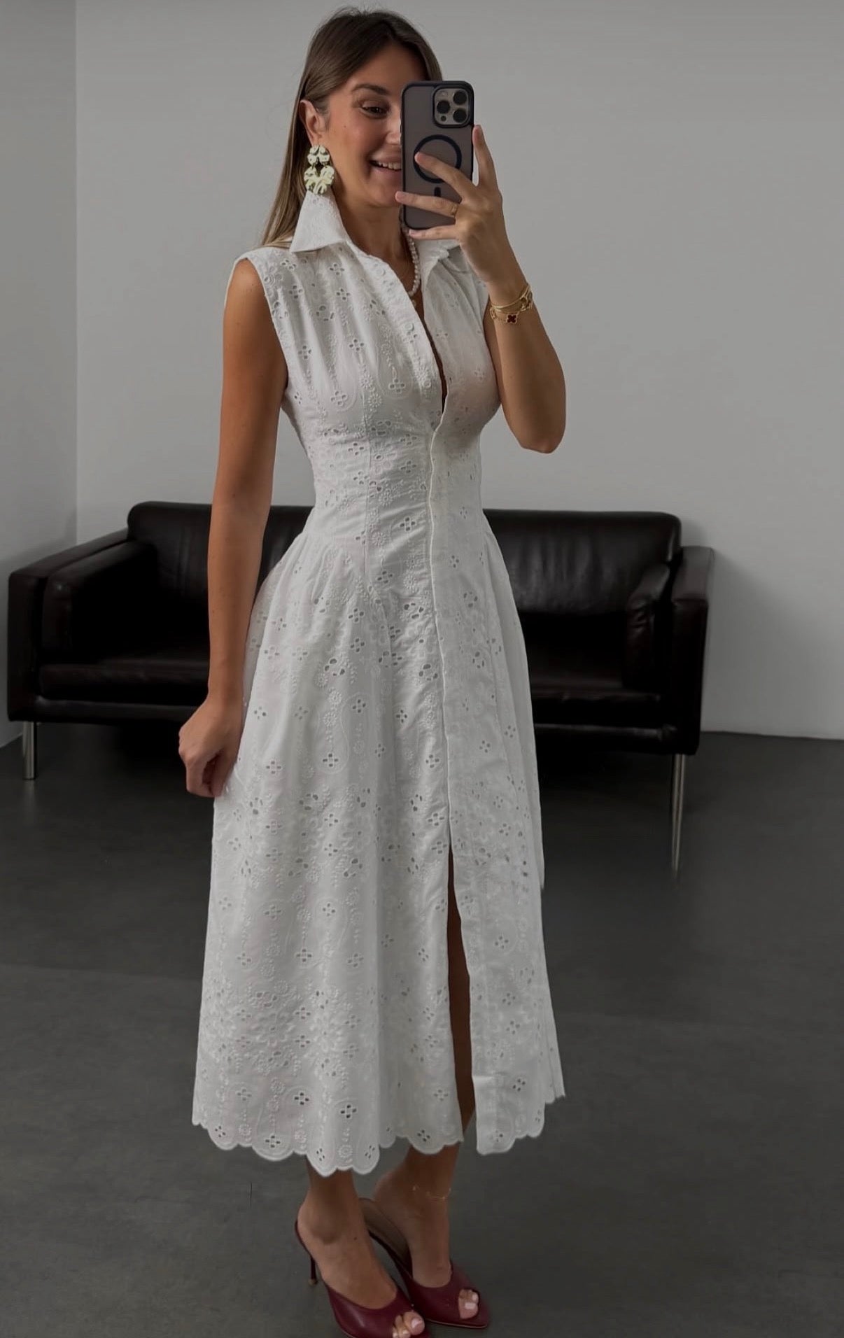 Midi Shirt Dress - White