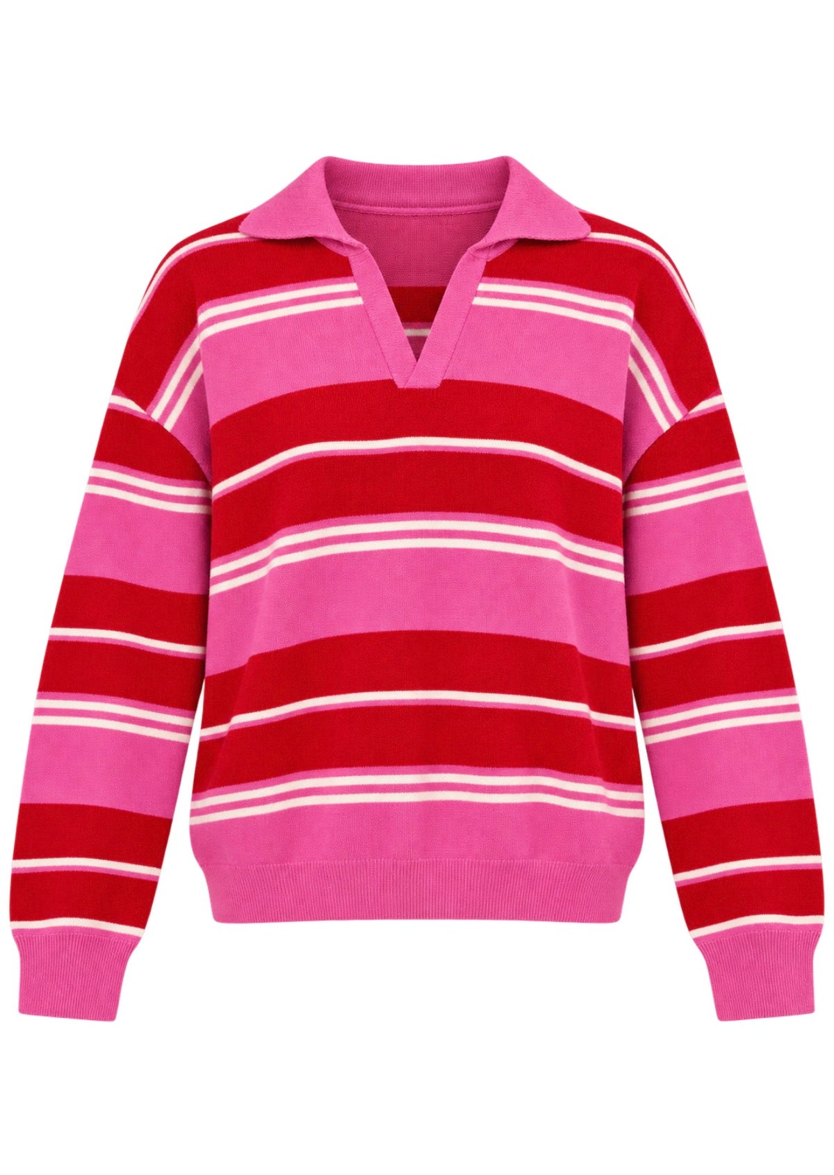 Strawberry Kiss Polo Sweater – Pink/Red-1