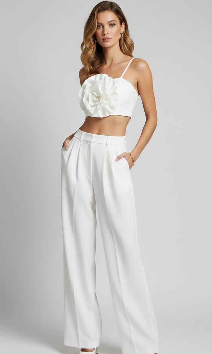 La Jolie Set Weiss - Top mit Palazzo