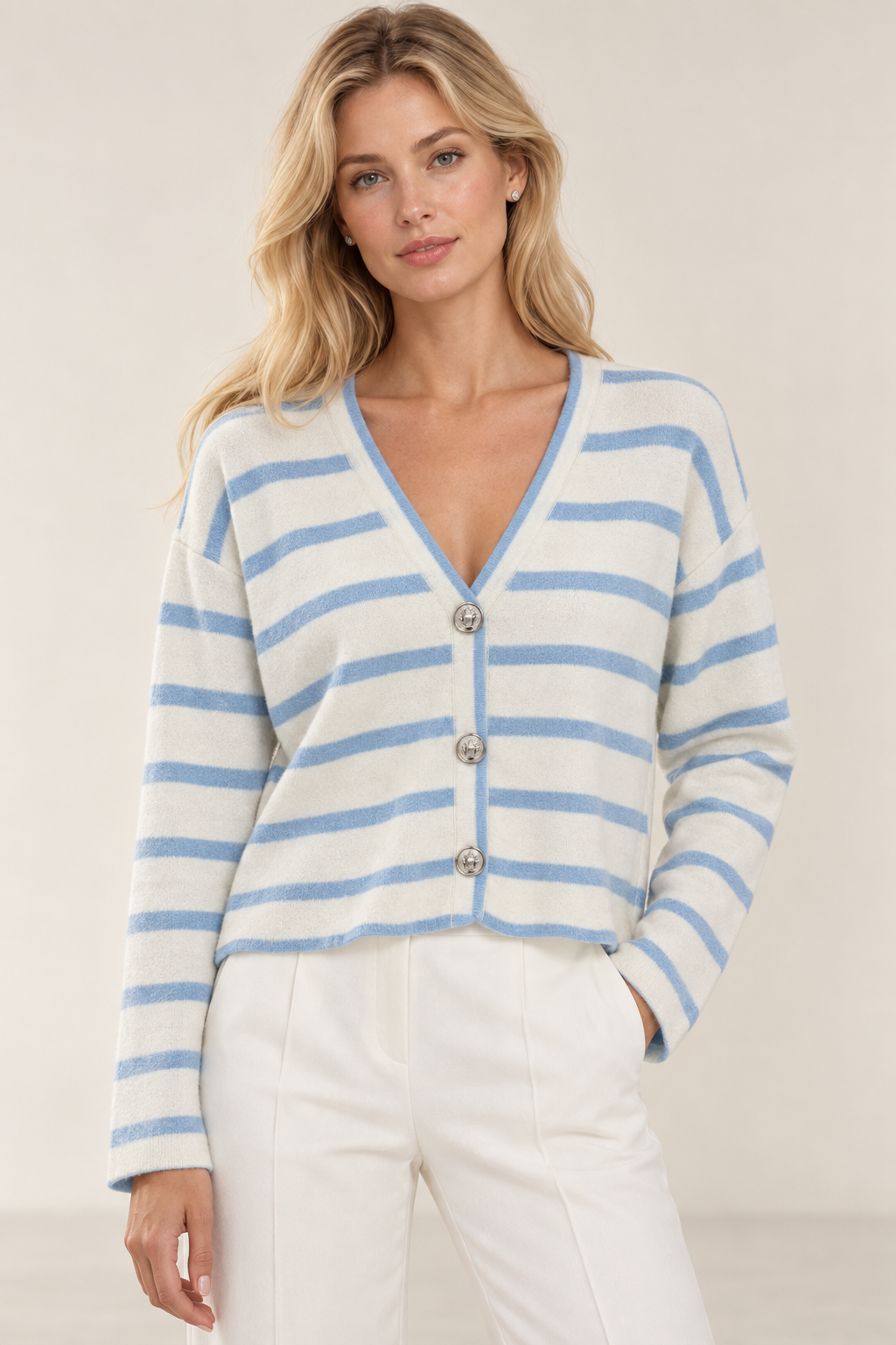 Mila Stripe Cardigan – Sky Blue-1