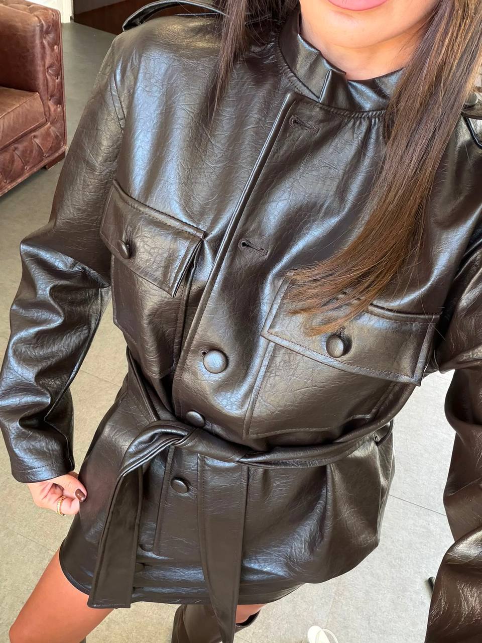 Hadid Leather Jacket – Dark Brown-1