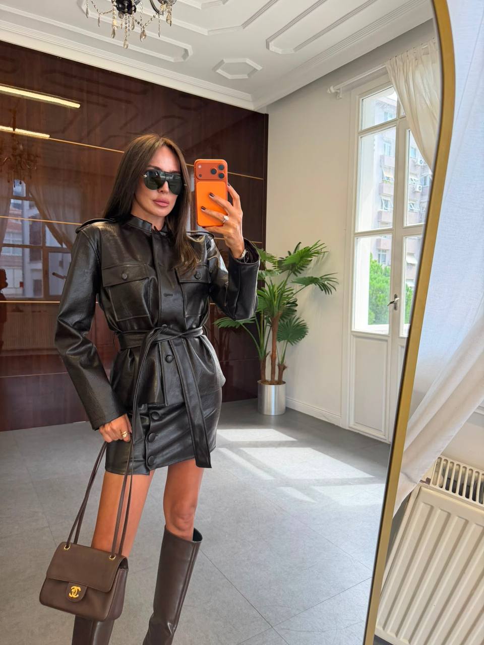 Hadid Leather Jacket – Dark Brown-2