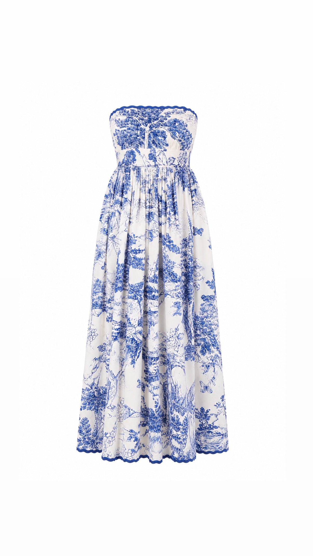 Bleu Jardin Midi Dress – White & Blue