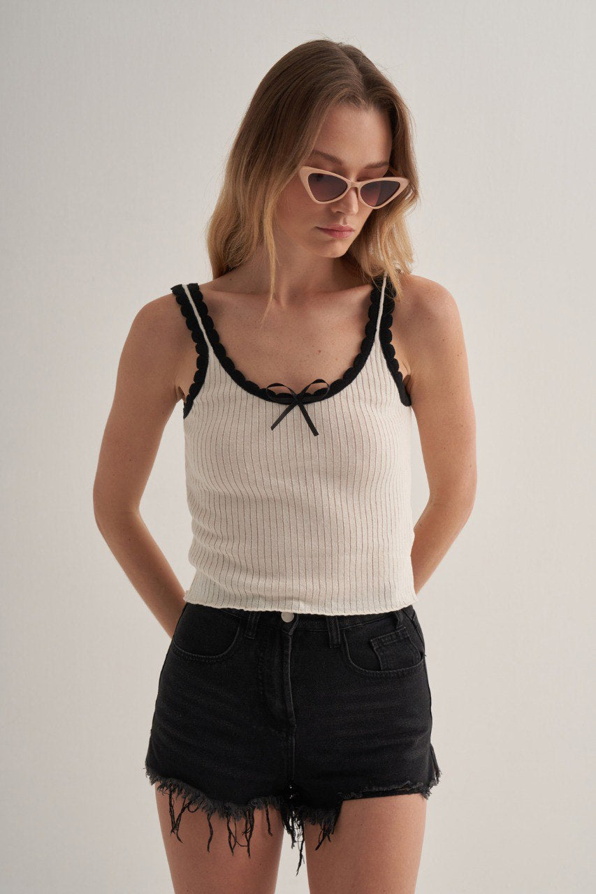 Zaya Bow Knit Top – Taupe