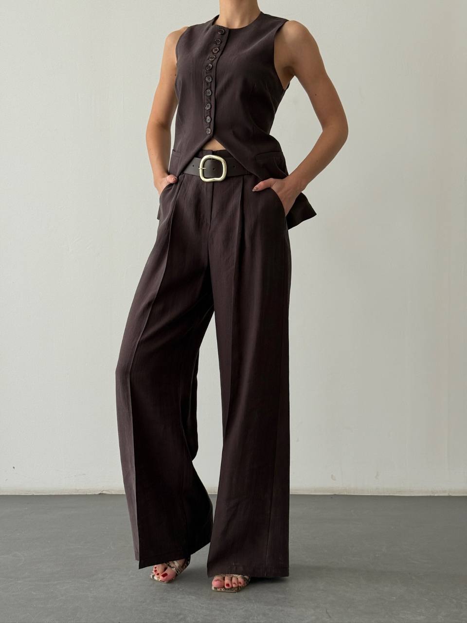 Qaziel Pants Tencel Brown-1