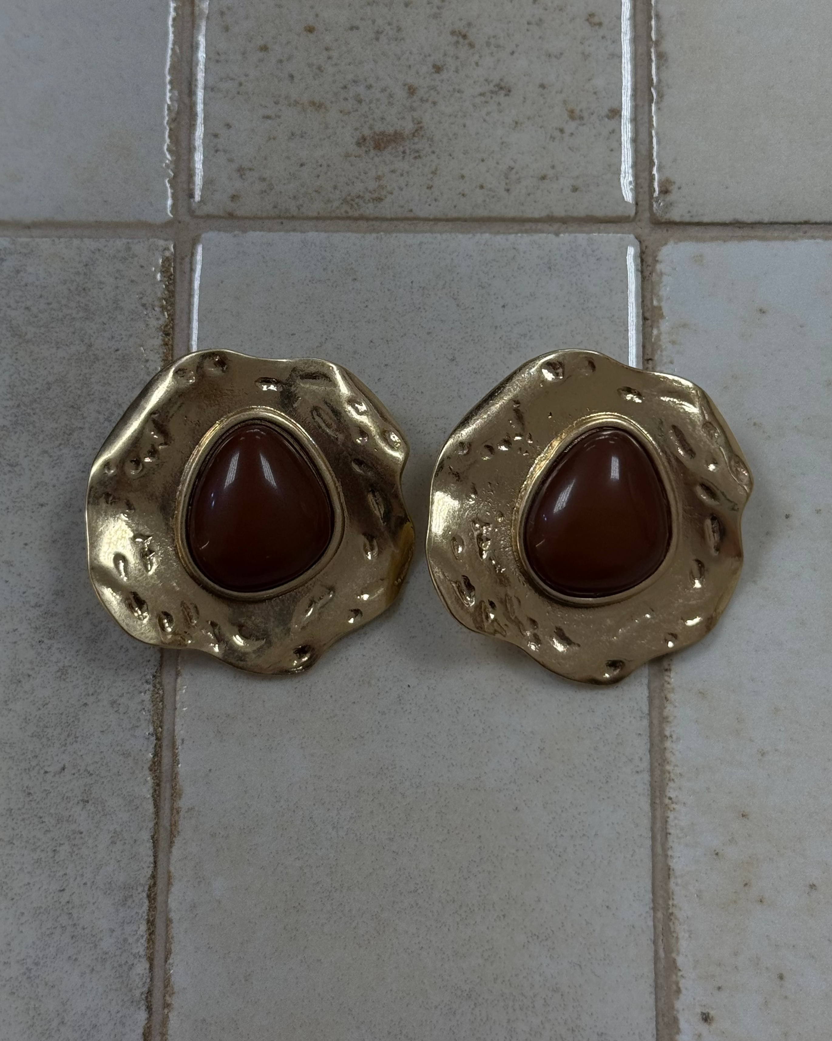 Amara Statement Earrings - Brown-2