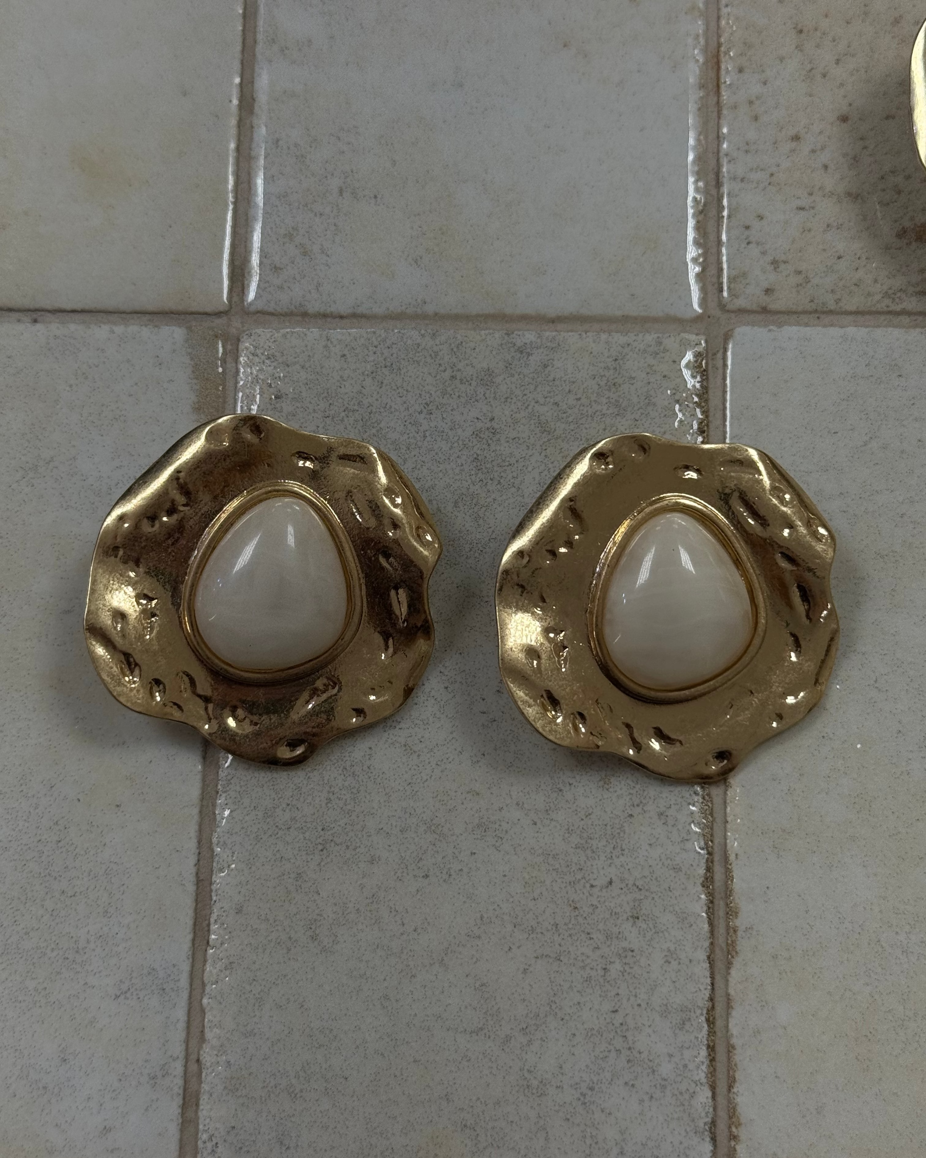 Amara Statement Earrings - White-2