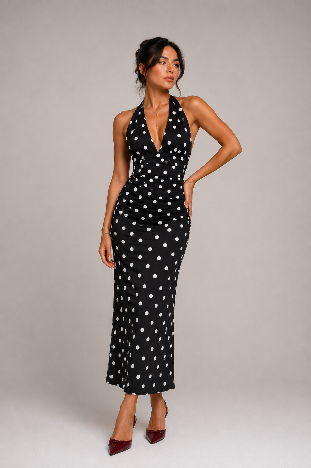 Lioness Polka Dress - Black-1