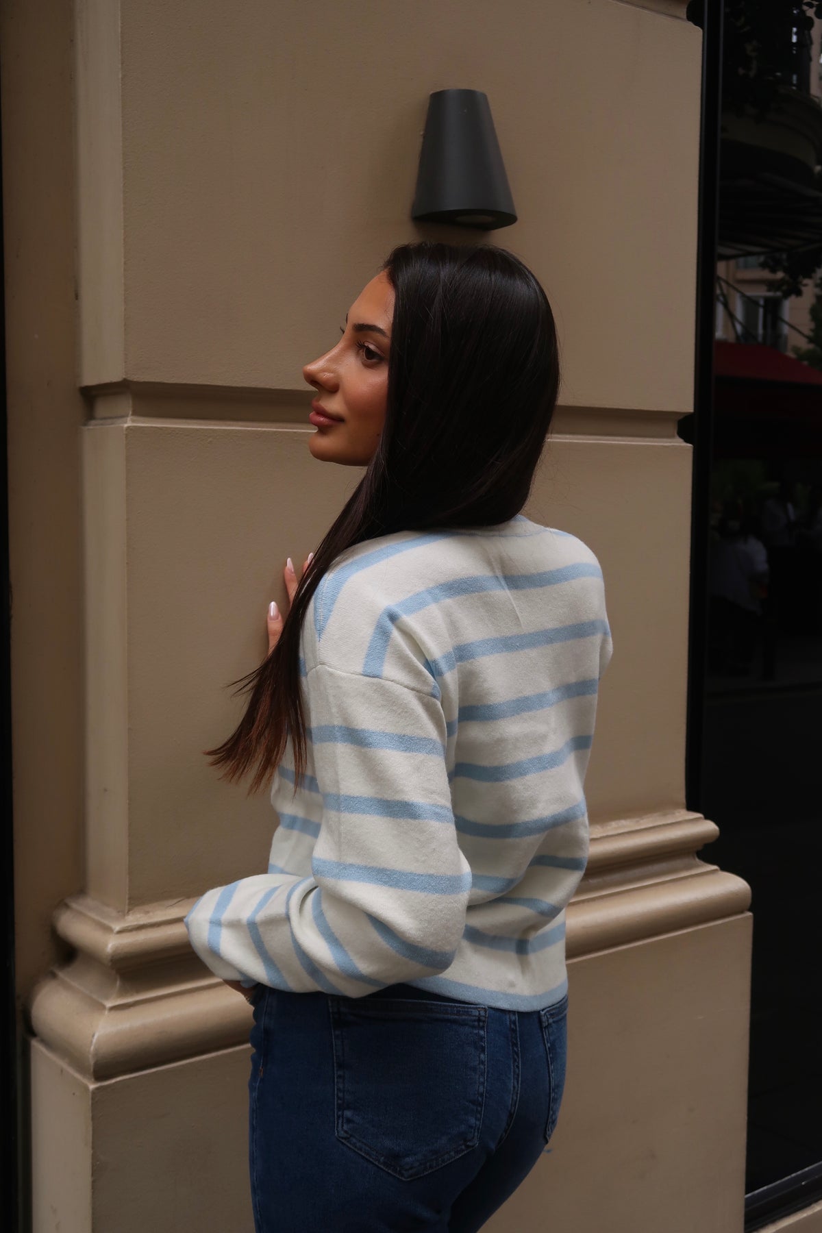 Mila Stripe Cardigan – Sky Blue