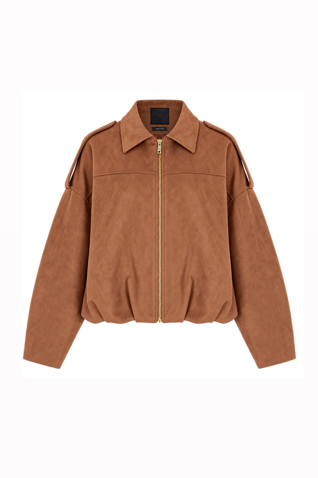 Suede Bomber Jacket – Cognac