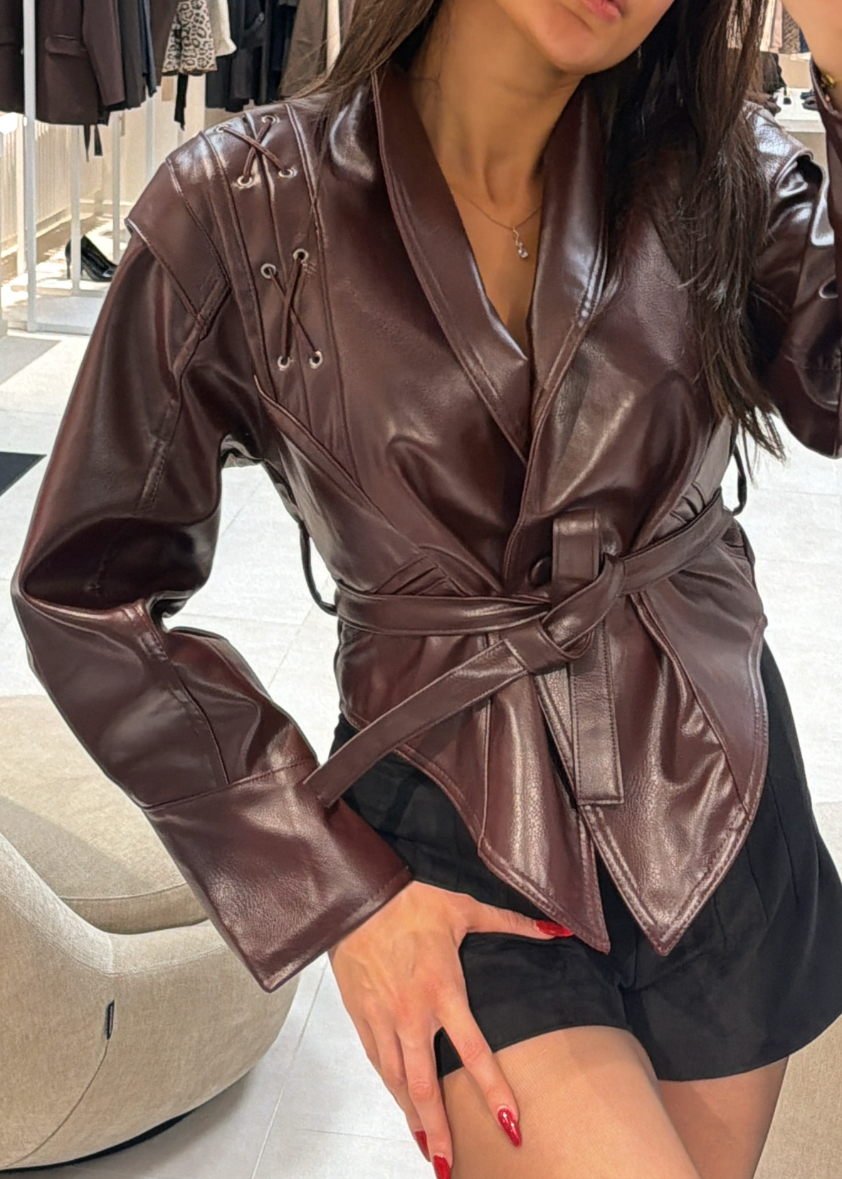 Florence Leather Jacket – Burgundy-4
