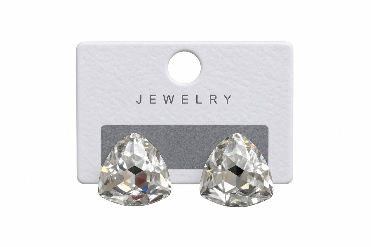 Trillion Cut Earring - Clear-1
