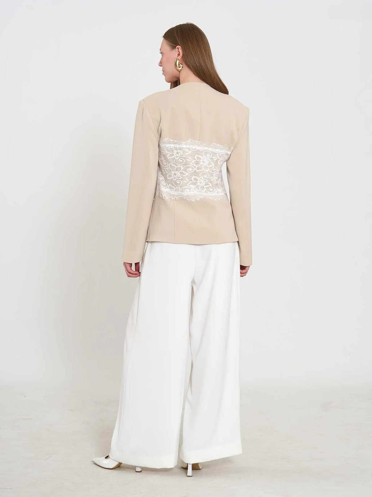 Lace Corset Blazer - Beige