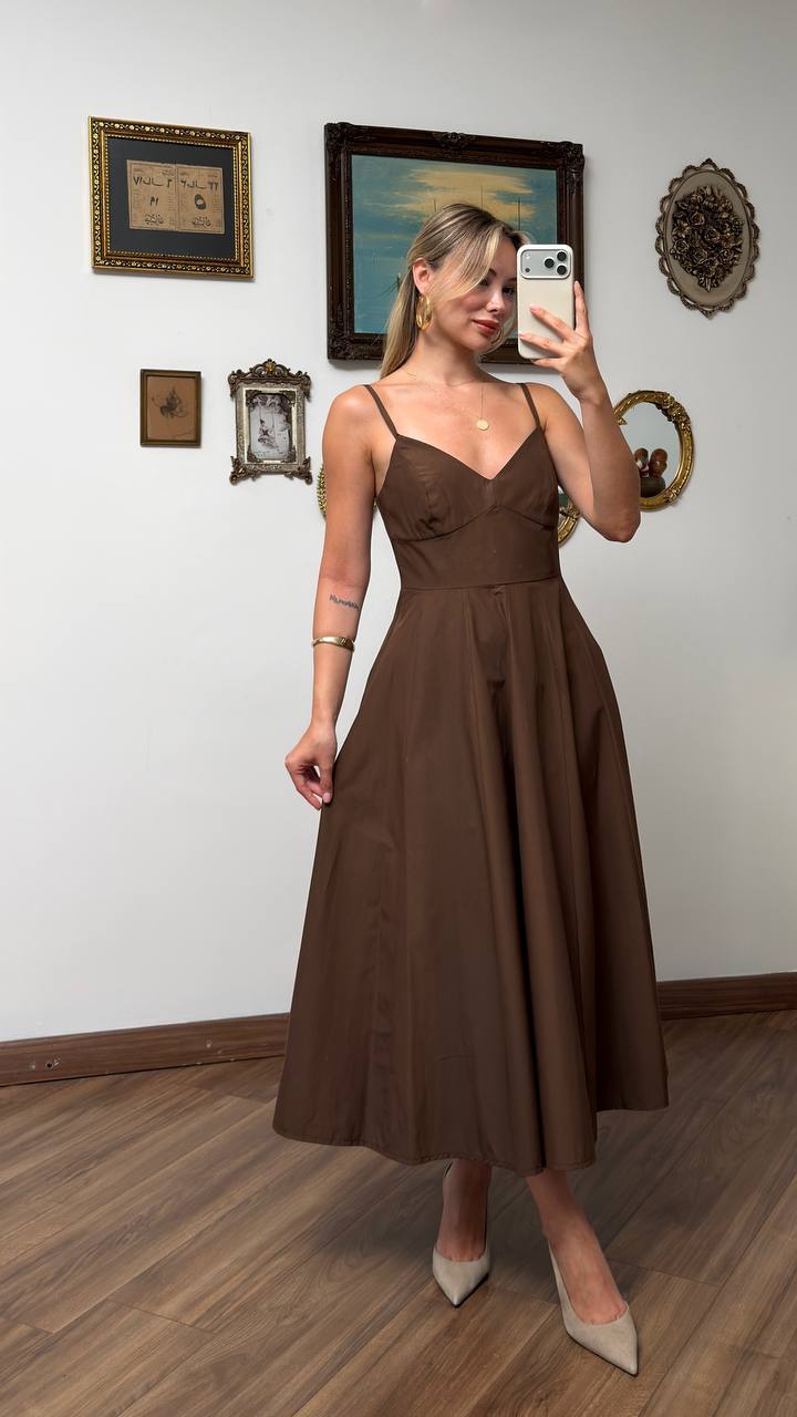 Midi Dress - Femme Brown