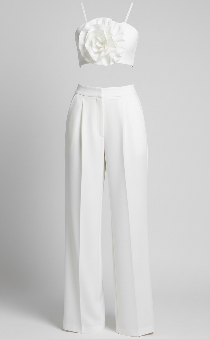 La Jolie Set Weiss - Top mit Palazzo
