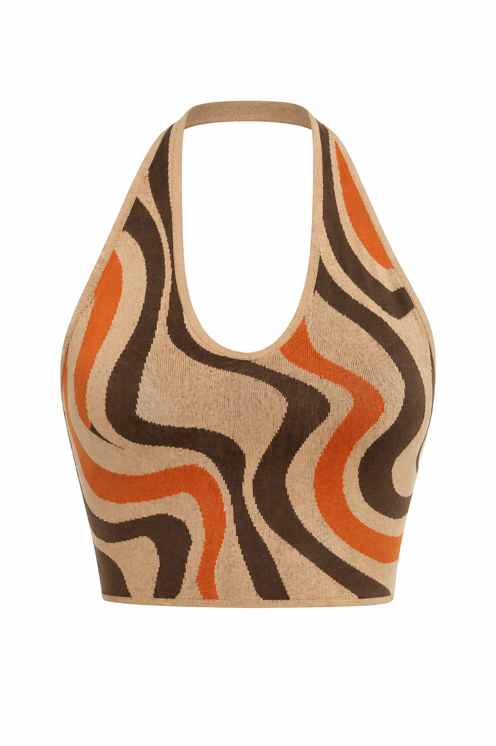 Halterneck Top – Orange Wave