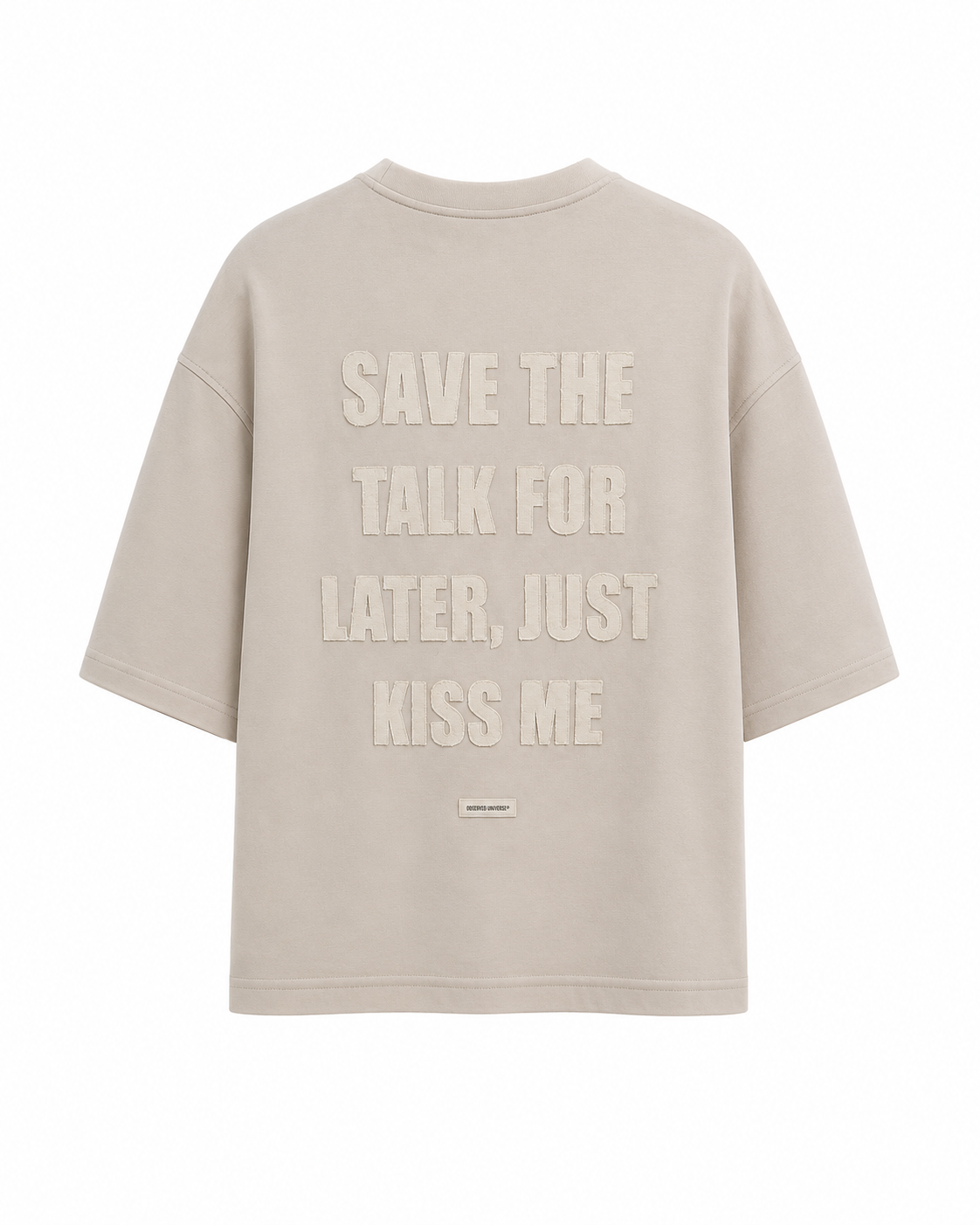 Oversized Unisex T-Shirt - Just Kiss me - Beige