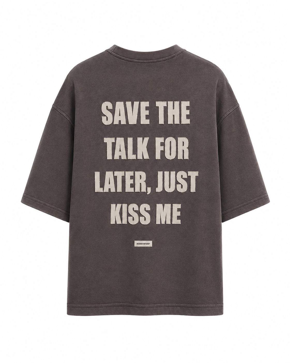 Oversized Unisex T-Shirt - Just Kiss me - Brown