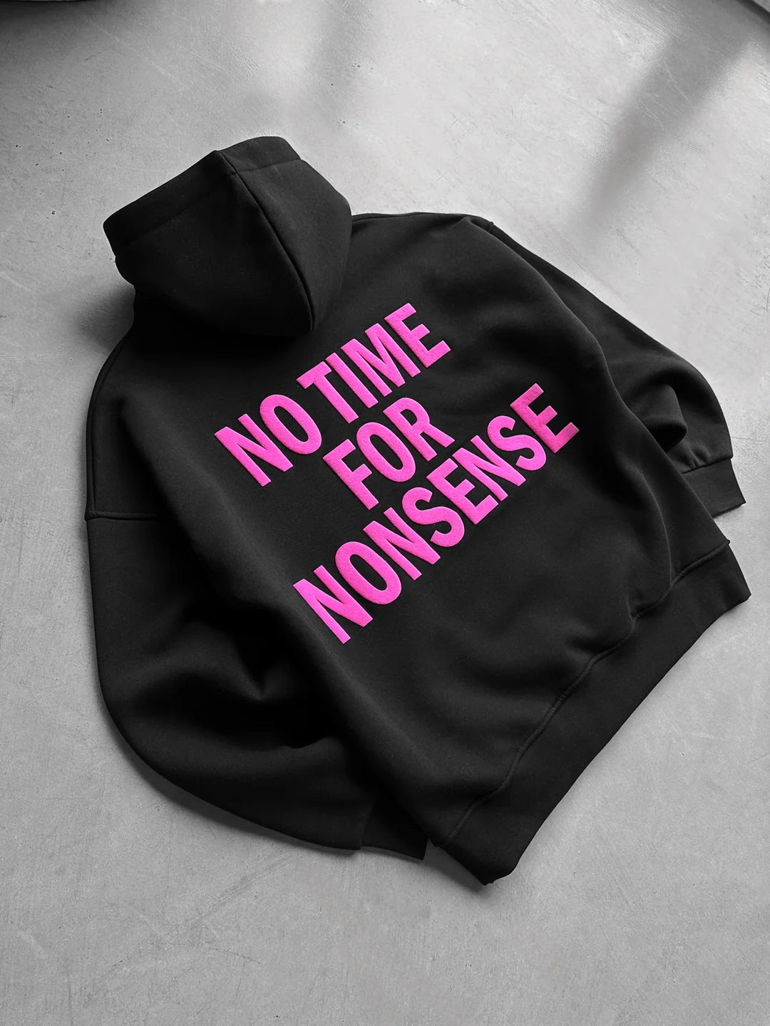 No Time for Nonsense Hoodie – Black & Pink