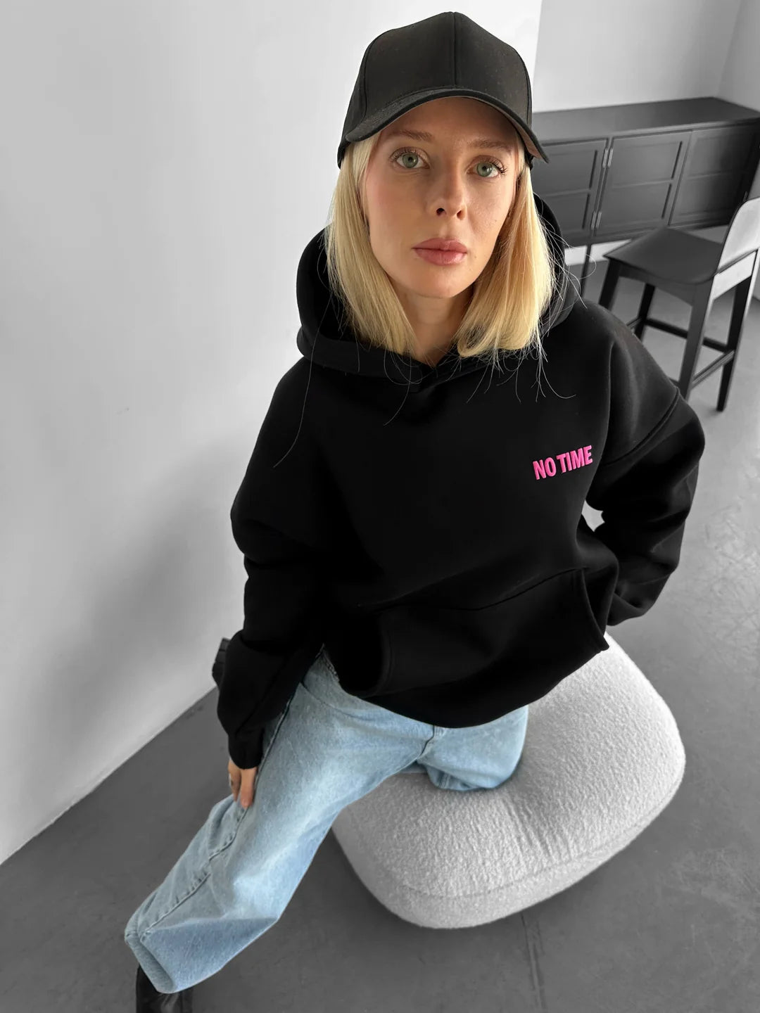 No Time for Nonsense Hoodie – Black & Pink